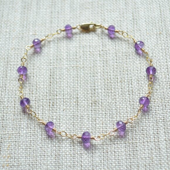 Amethyst Bracelet in Gold - Handmade - Picture 6 of 9